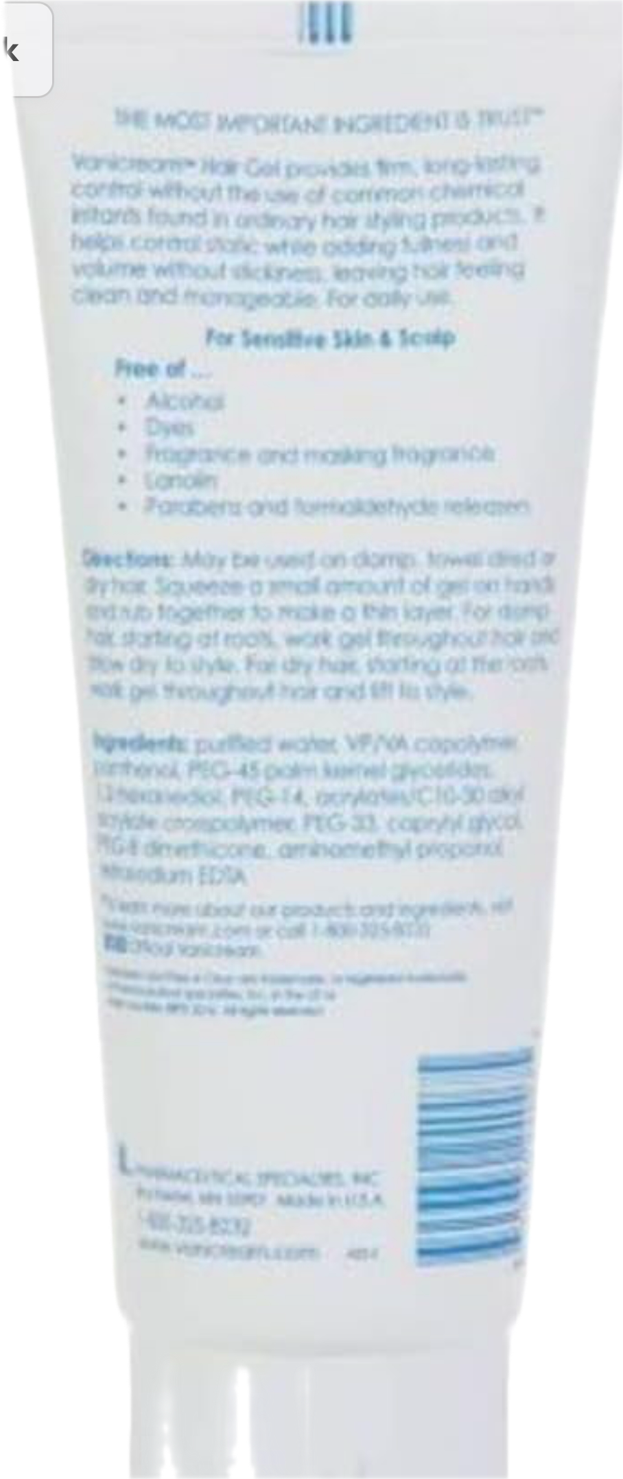 Vanicream HAIR STYLING GEL for SENSITIVE SKIN 7 fl oz 198g - Supporting ORCRF.org