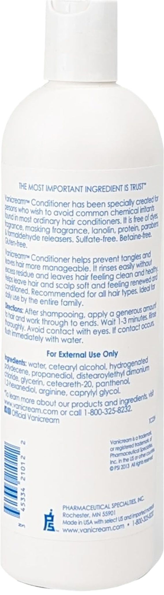 Vanicream HAIR CONDITIONER for SENSITIVE SKIN 12 fl oz 355g - Supporting ORCRF.org