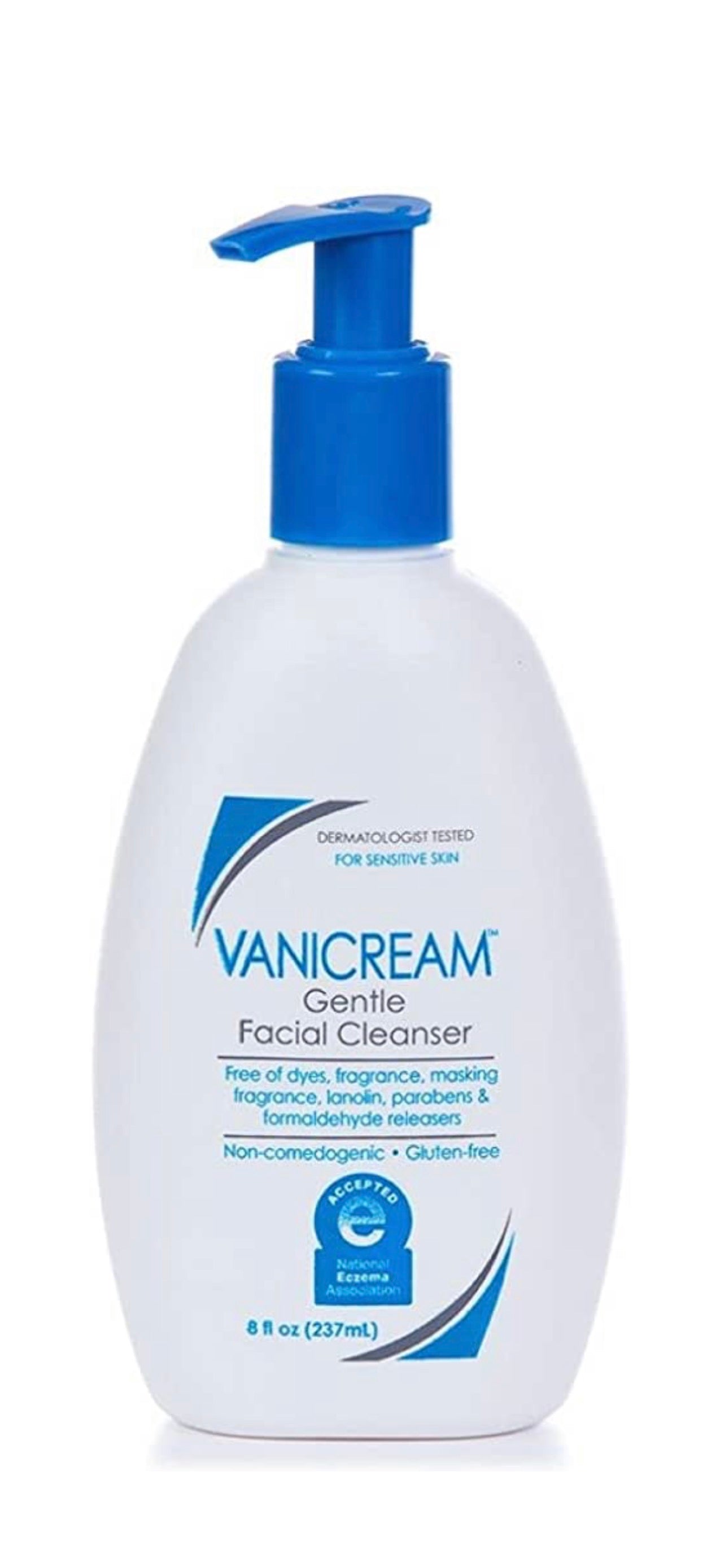 Vanicream Gentle Facial Cleanser with Pump Dispenser 8 fl oz Formulated Without Common Irritants for Those with Sensitive Skin Supporting ORCRF.org