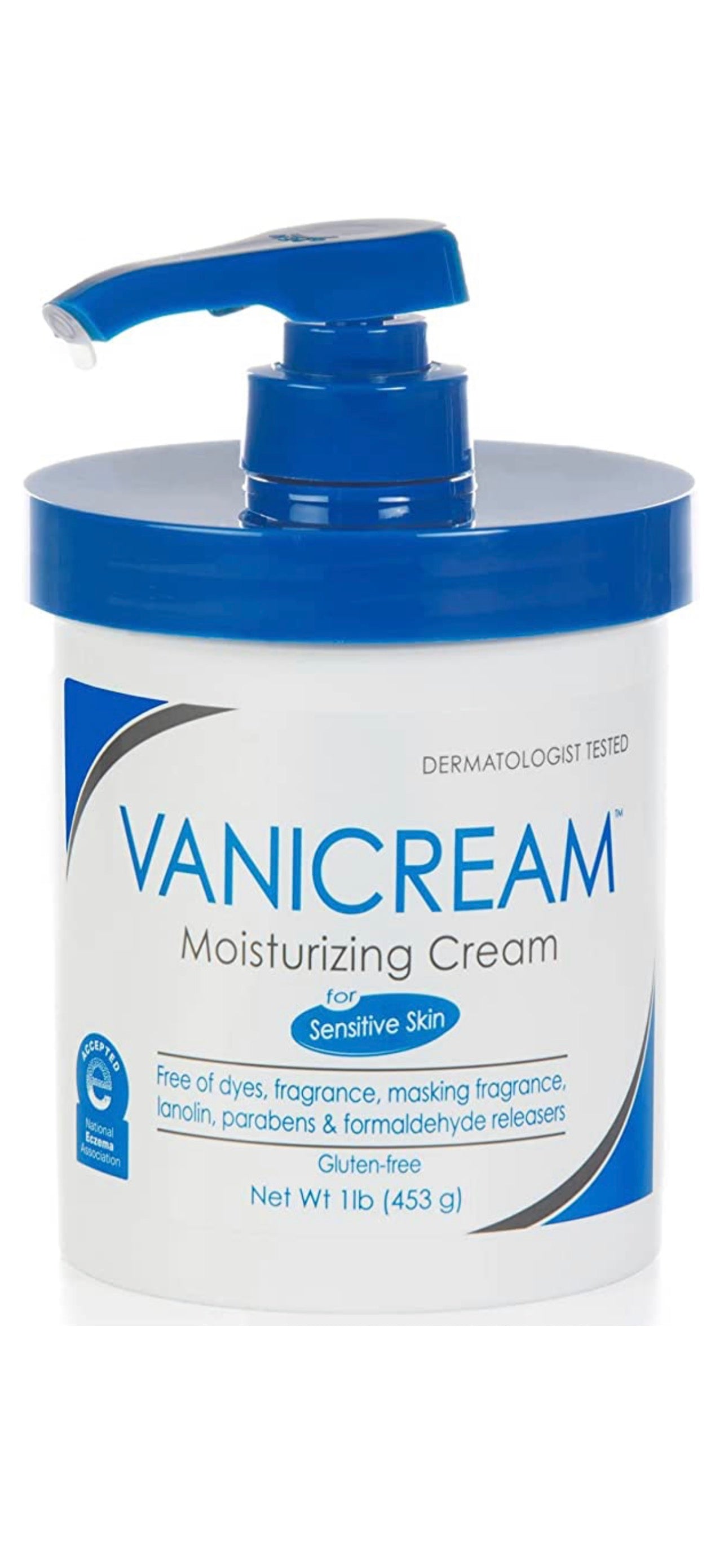 Vanicream Moisturizing Skin Cream with Pump Dispenser - 16 fl oz (1 lb) - Moisturizer Formulated Without Common Irritants for Those with Sensitive Skin Supporting ORCRF.org