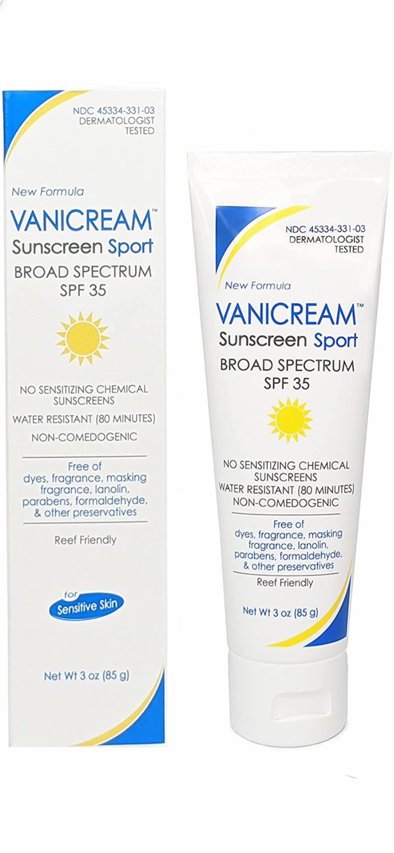 Vanicream SPORT SPF 35+ Water Resistant Broad-Spectrum SUNSCREEN for SENSITIVE SKIN 3oz 85g - Supporting ORCRF.org